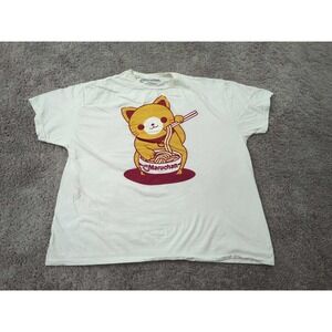 Maruchan T Shirt Mens 3XL White Short Sleeve Cat Eating Noodles Graphic
